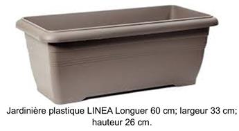 Jardiniere Linea Plastic L60 l33 h26 Taupe